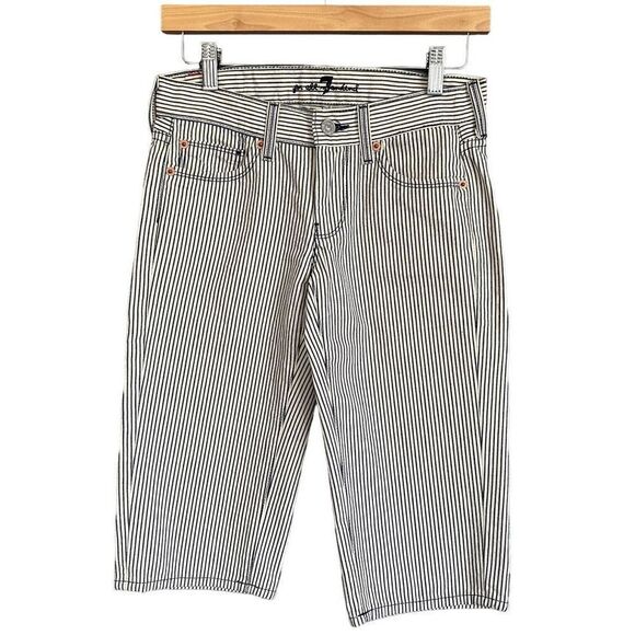 7 For All Mankind Engineer Stripe Capris - Picture 1 of 7